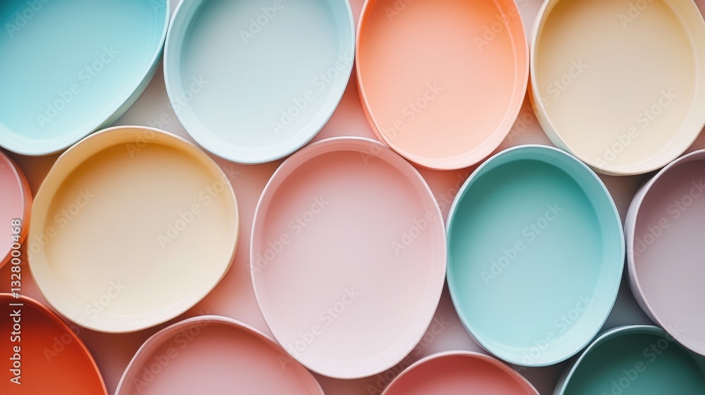 Poster Colorful collection of oval shapes arranged in a visually appealing manner against a soft background in a creative and artistic display
