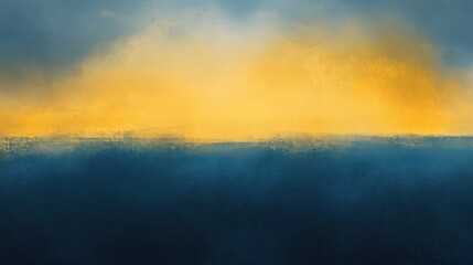 Obraz premium Abstract Painting of Blue and Yellow Horizontal Bands