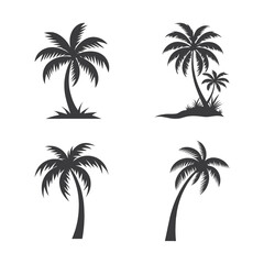 Fototapeta premium Palm Trees – Black and White Tropical Silhouettes, Minimalist Beach Icons