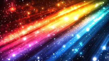 Obraz premium Colorful abstract background with diagonal light rays and shimmering particles