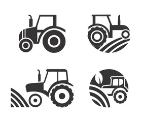 Stylized Tractor Icons – Minimalist Farm Equipment Silhouettes & Vector Agricultural Symbols