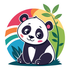 Obraz premium Cute Panda Cub Sitting Amongst Nature
