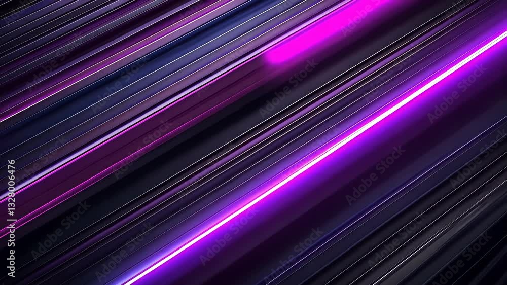 Poster Dynamic, diagonal lines of vibrant color, creating a futuristic abstract design.  Dark background with glowing, diagonal stripes