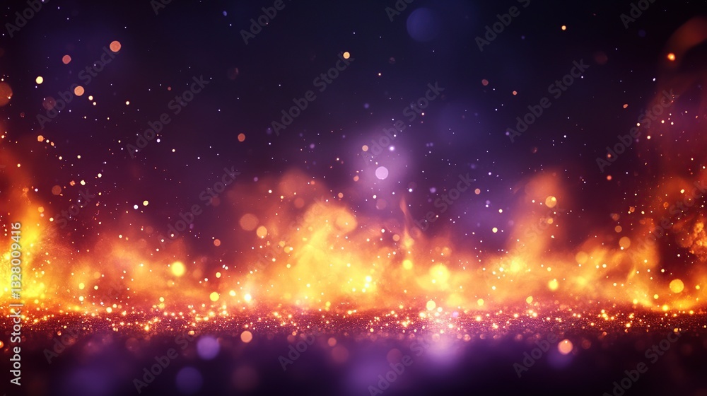 Poster fiery abstract background with glowing particles
