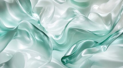 Fototapeta premium Lustrous Layers of Soft Green Fabric Cascading Elegantly to Create a Dazzling Abstract Display of Colors and Textures