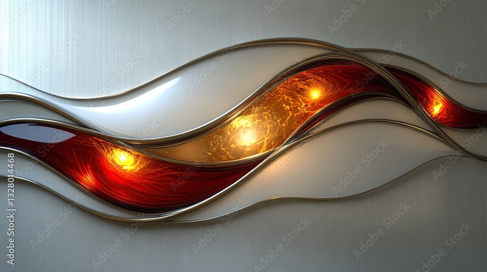 Aufkleber abstract metallic design with flowing curves and glowing elements
