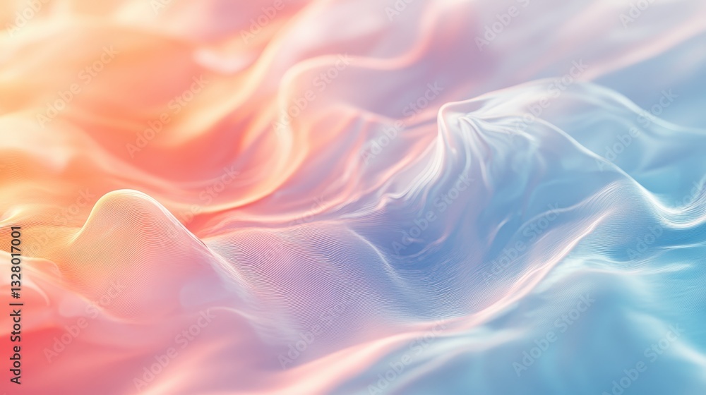 Poster colorful abstract illustration of flowing water with soft pink and blue hues evoking a sense of tran