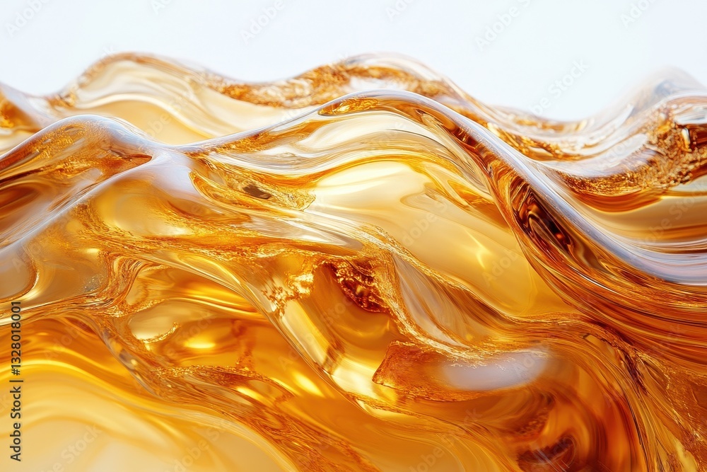 Leinwandbilder Abstract swirl of golden liquid creating dynamic wave patterns with a smooth and glossy surface under soft lighting