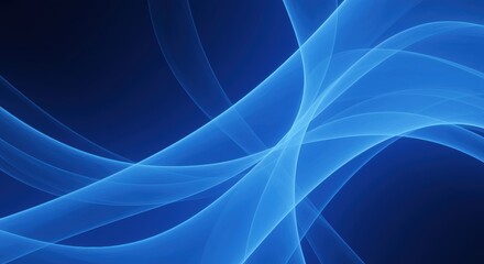 An enchanting abstract design featuring flowing, translucent blue waves on a deep blue backdrop. The soft curves evoke calmness, ideal for backgrounds and creative projects.