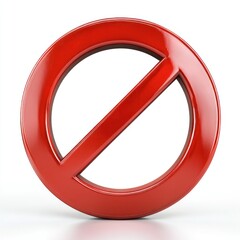 Red Prohibition Sign on White Background, No Entry Symbol