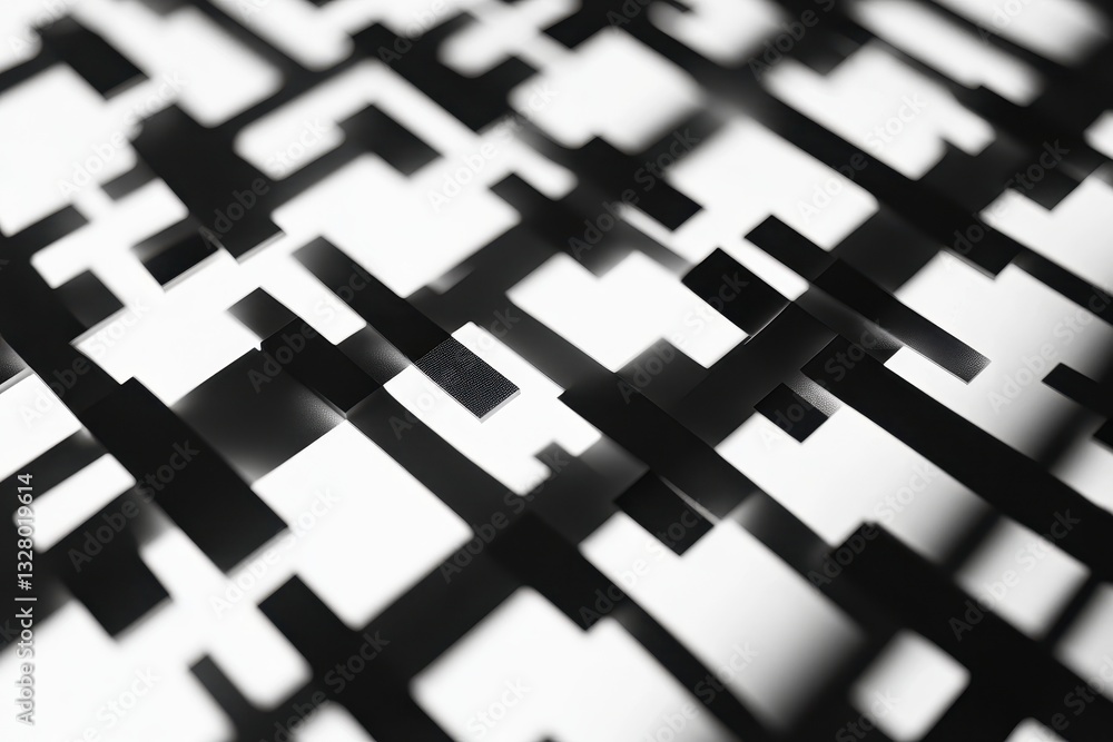 Poster Abstract black and white vector illustration featuring geometric shapes and patterns on a flat surface during daytime light