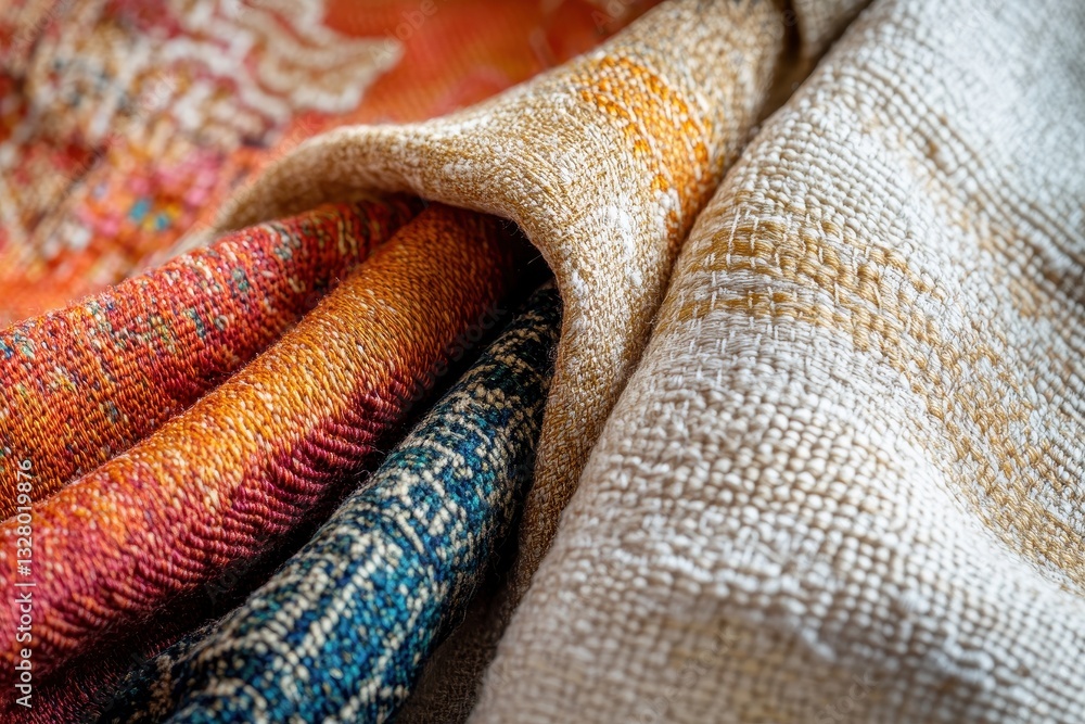 Aufkleber elegant textile featuring intricate patterns and rich color tones, showcasing fine craftsmanship and
