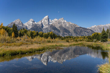 Schwabacher Landing / Snake River, Grand Teton National Park，Wyoming. Teton Range is Fault-block mountains