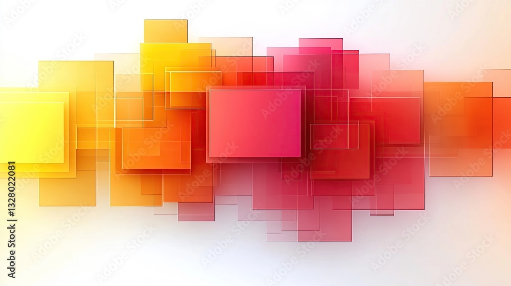 Poster abstract geometric design with overlapping squares in vibrant colors