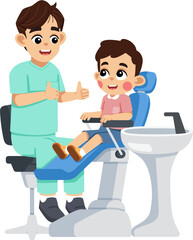 a Dentist Giving Thumbs Up to a Kid on Dental Patient Chair