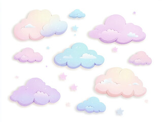 Obraz premium A collection of colorful clouds with stars scattered throughout
