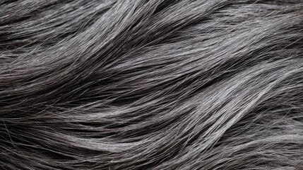 Detailed Close-Up of Soft and Shiny Gray Hair Texture Background