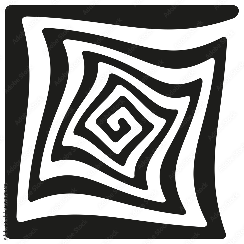 Poster distorted square pattern. abstract optical illusion. geometric black white. vector background.