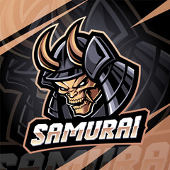 Samurai head esport mascot logo design