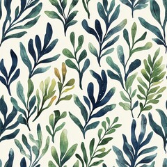 Seamless Watercolor Seaweed Pattern for Backgrounds and Wallpapers: A Natural Aesthetic