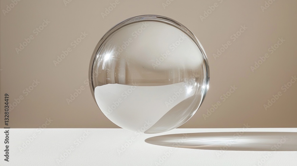 Poster crystal sphere on a minimalist background with soft lighting