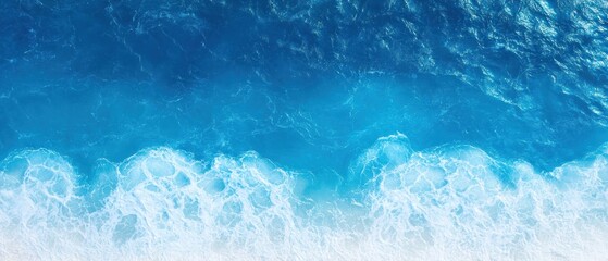 Stunning Aerial View of Ocean Waves Crashing on Shore