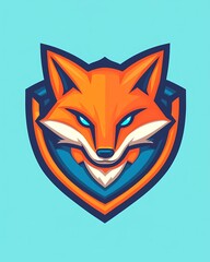 Obraz premium illustration of a fox logo, framed by a shield