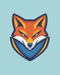 Obraz premium illustration of a fox logo, framed by a shield