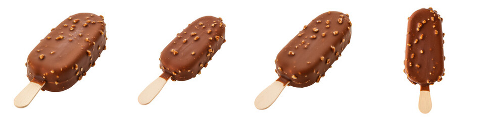 Set of Chocolate-Covered Ice Cream Bar Isolated