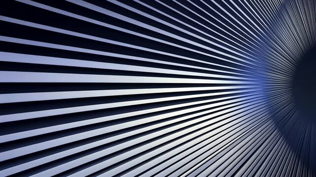 Radial Metal Stripes.  A futuristic, converging array of parallel metal stripes