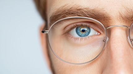 Close-up of Blue Eye with Glasses