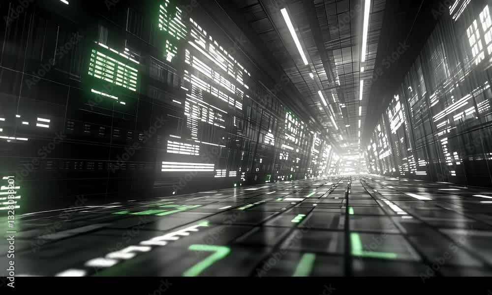 Poster futuristic data tunnel