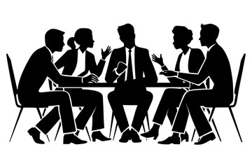 Silhouette of people meeting business 