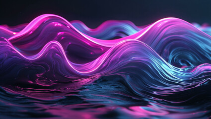 Cyberpunk Glowing Purple and Teal Waves