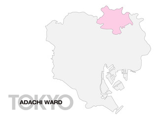 東京都足立区の位置地図 区境無し 01