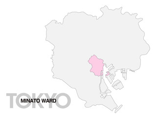 東京都港区の位置地図 区境無し 01