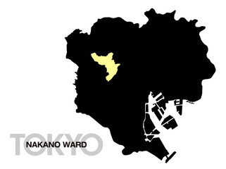東京都中野区の位置地図 区境無し 02