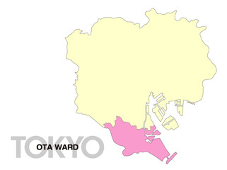 東京都大田区の位置地図 区境無し 03
