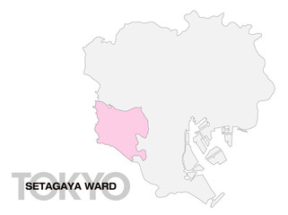 東京都世田谷区の位置地図 区境無し 01