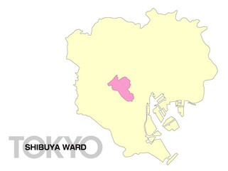 東京都渋谷区の位置地図 区境無し 03