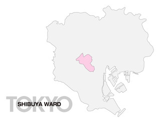 東京都渋谷区の位置地図 区境無し 01