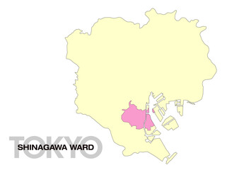 東京都品川区の位置地図 区境無し 03