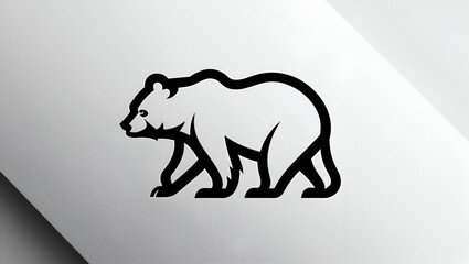 Fototapeta premium Minimalist bear icon logo in a modern black-and-white vector style. A clean and simple silhouette of a wild mammal, ideal for a business brand identity or hipster mascot. Isolated, sleek, and professi