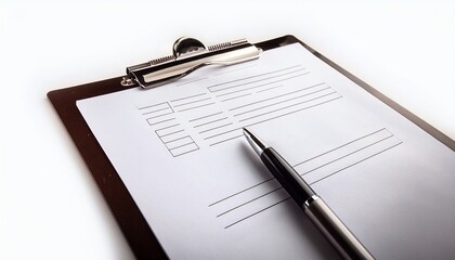 A clean clipboard with blank paper and a pen, representing organization and note-taking.