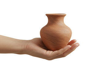 Hand Holding Clay Pot - Photorealistic PNG
