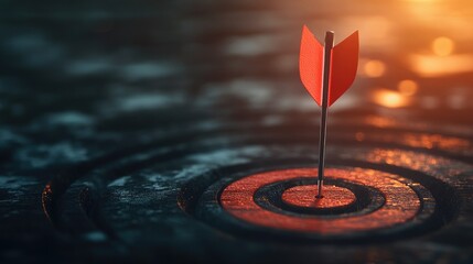 Striking Red Dart Captured Firmly in the Center of a Target Reflecting Success Alongside Commitment and Focus in Personal Endeavors