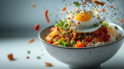 Bowl of Fried Rice with Sunny-Side-Up Egg