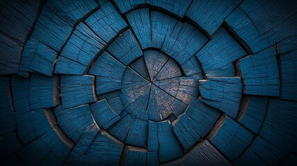 Deep Blue Wood Texture Background Radial Pattern