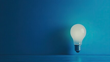 Illuminating Ideas: A Glowing Lightbulb Against a Blue Background