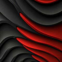 Black and Red Curved Lines 3D Rendering with Dynamic Background